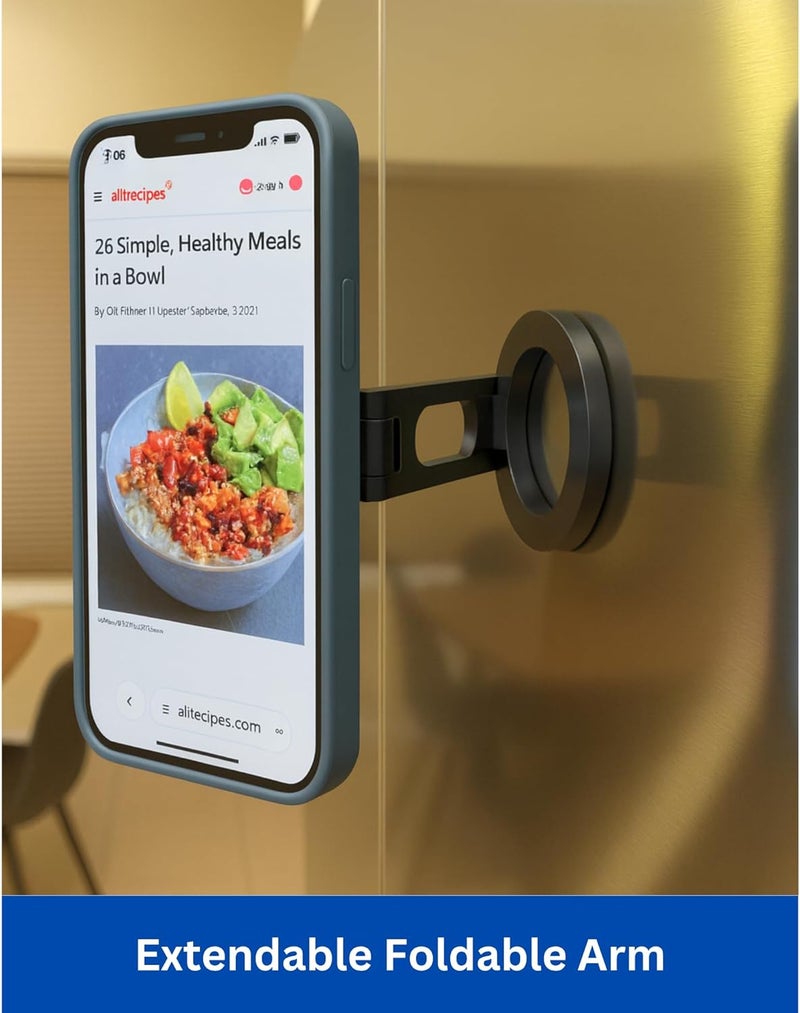 Maxby Refrigerator Phone Holder | Strong Magnetic Mount with Adjustable Arm and 360° Rotation | Hands-Free Kitchen Use | for Phones and Tablets | for Fridge and Other Metal Surfaces - Image 2